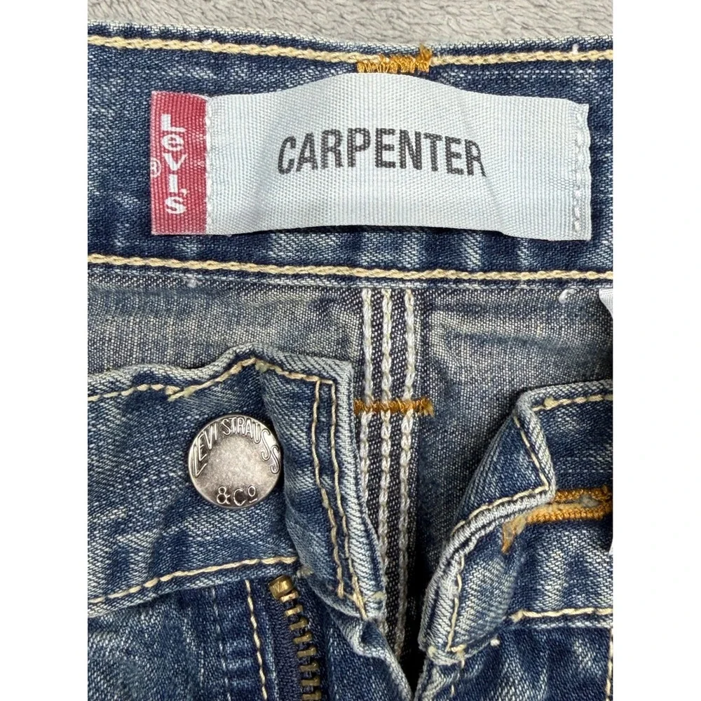 Levis Carpenter Denim Shorts Mens 36 Blue Medium Wash Utility Workwear Baggy
